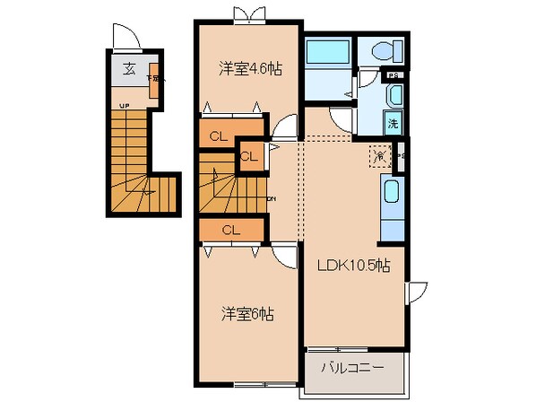 寺津本町 徒歩5分 2階の物件間取画像